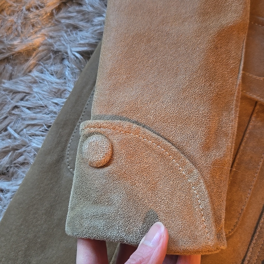 Vintage Y2K Tan Suede Button-Front Coat - Picture 13 of 16